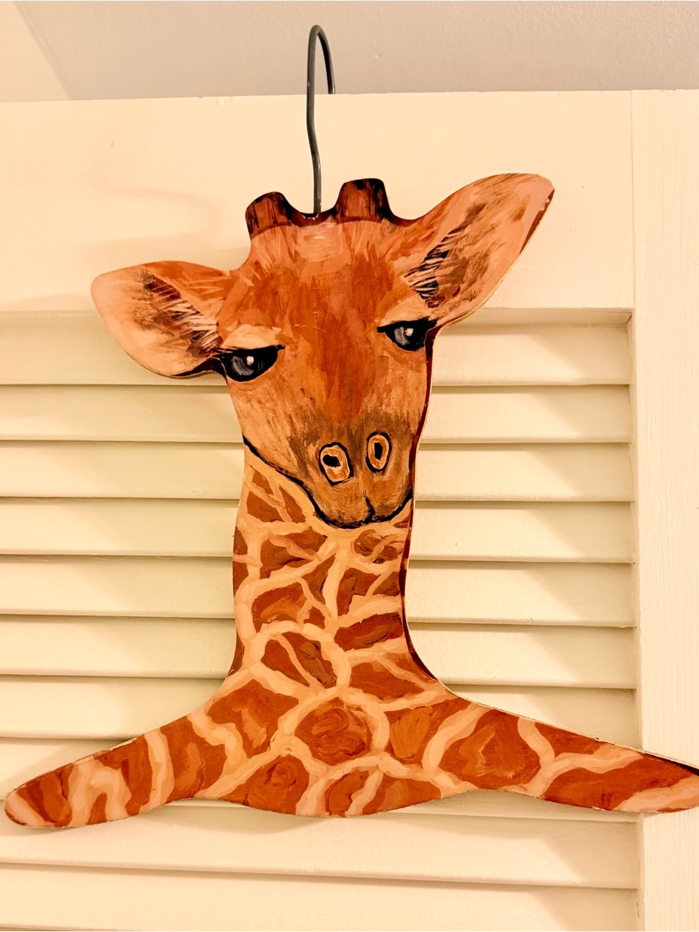 Vintage Hand-Painted Wooden Giraffe Kids' Clothes Hanger
